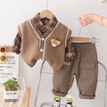 Conjunto Infantil Masculino Xadrez e Ursinho 3 Peças